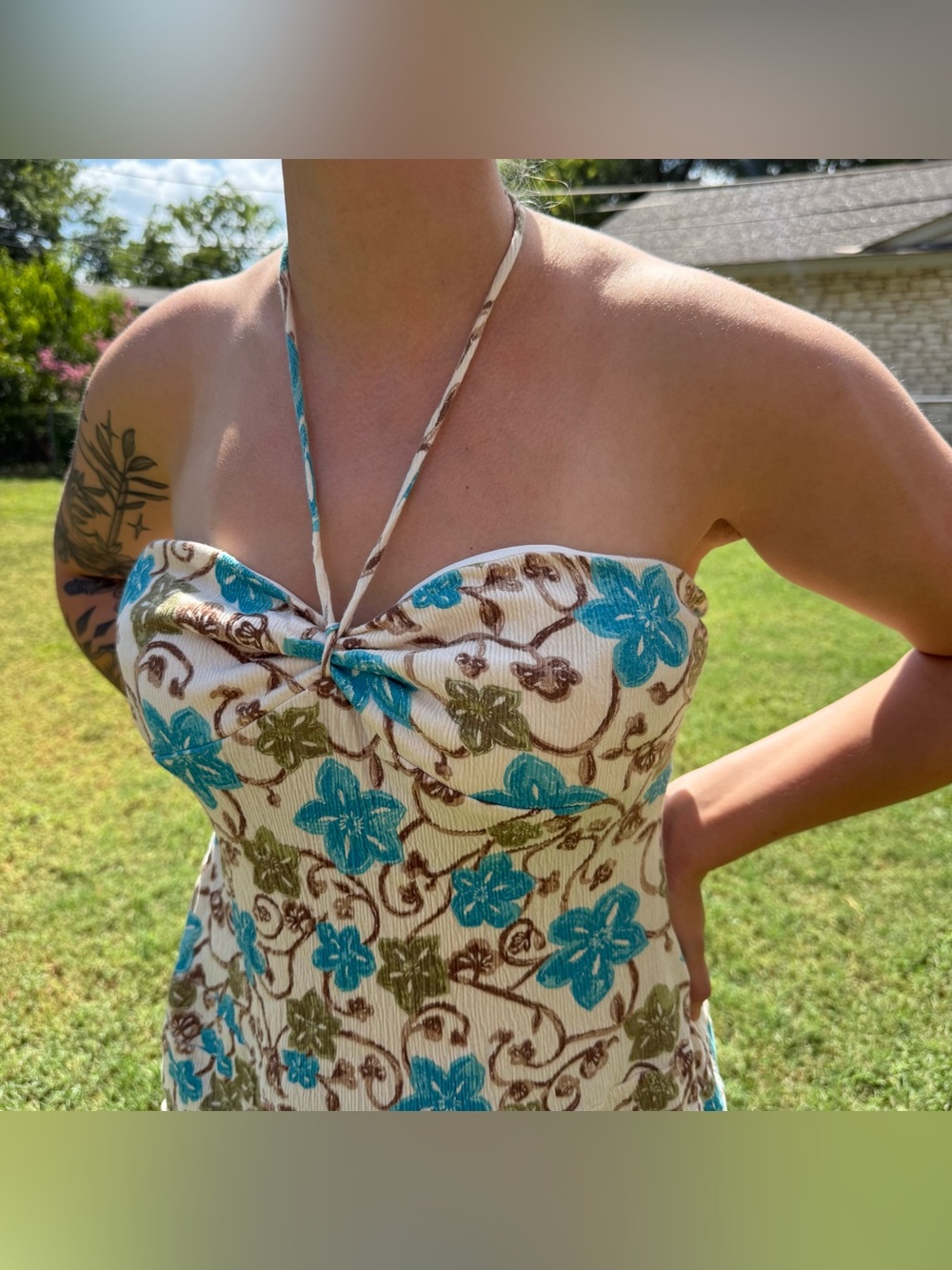 Self Esteem Y2K Tropical Floral Halter Top